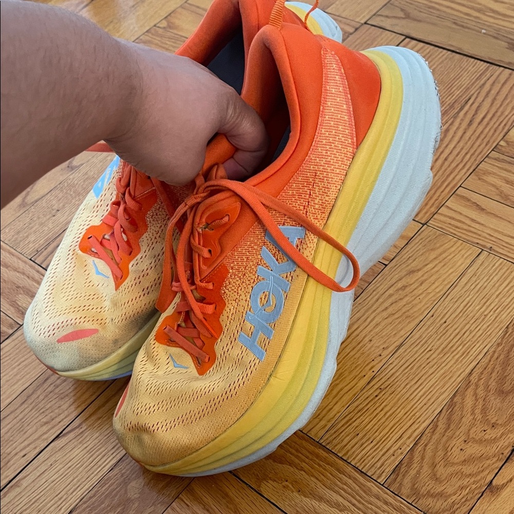 Hoka Men’s Bondi 8 Orange and Yellow Sneakers - Picture 4 of 12